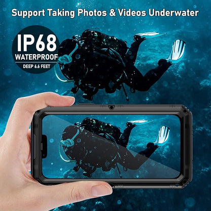 Beasyjoy for iPhone 13 Case Waterproof, Metal Phone Case with Built-in Screen Protector, Heavy Duty Full Body Protective Military Grade Shockproof Rugged Defender Cover 6.1 Inch, Black