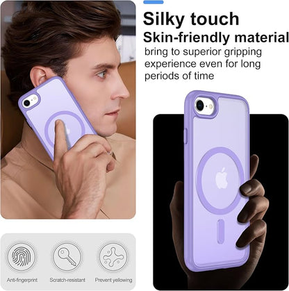 For iPhone SE Case 2022 (3rd)/2020 (2nd),iPhone 8 Case, iPhone 7 Case [Compatible with Magsafe] (Military Grade Drop Protection)Translucent Matte Magnetic Case,SlimThin Shockproof-Light purple