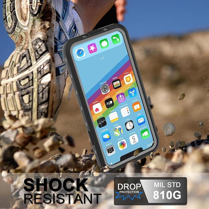 for iPhone 11 Waterproof case 6.1'', Rugged Case with Screen Protector, Shockproof Full-Body Dustproof Case for iPhone 11 - Black