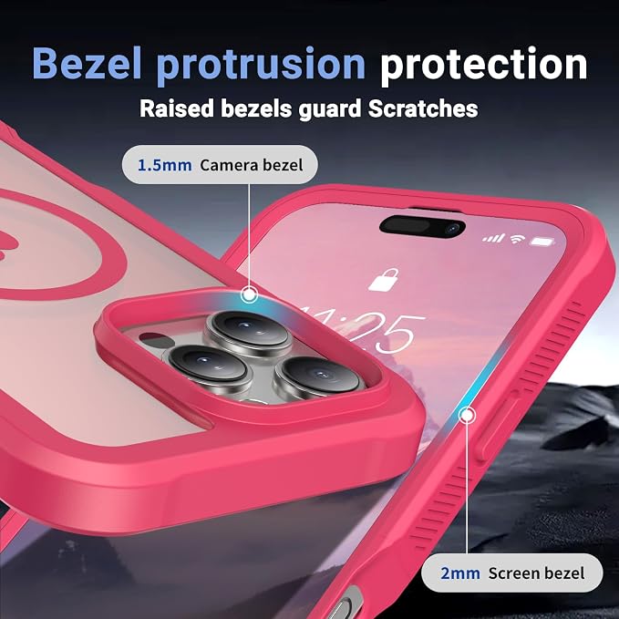 jaroco Magnetic for iPhone 16 Pro Max Case, [Compatible with MagSafe][Military Grade Drop Protection][Heavy Duty Protection][Non-Slip][Shockproof] 2-Layer Durable Bumper Phone Case 6.9''-Rose