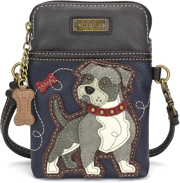 CHALA Dog Collection Cell Phone Crossbody Purse-Women PU Leather/Canvas Multicolor Handbag with Adjustable Strap