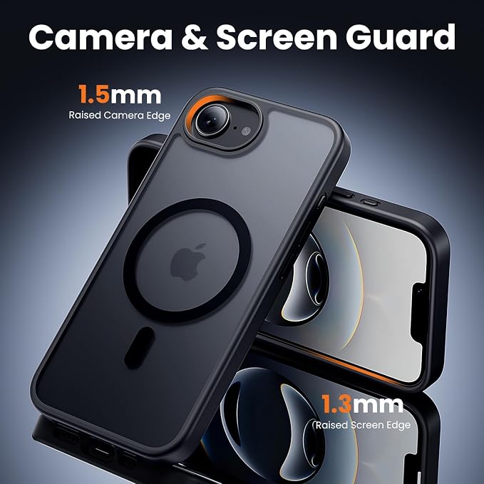 3 in 1 for iPhone 16E Case/iPhone 17E Case, Screen Protector*2,Matte Skin Feeling Back Cover Military-Grade Protection for iPhone 16e & 17e Case 6.1 inch Matte Black