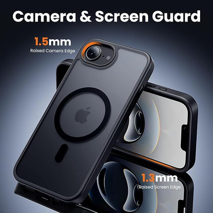 3 in 1 for iPhone 16E Case/iPhone 17E Case, Screen Protector*2,Matte Skin Feeling Back Cover Military-Grade Protection for iPhone 16e & 17e Case 6.1 inch Matte Black