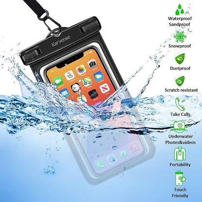 Waterproof Phone Pouch/Case, Water Proof Phone Pouch for iPhone & Samsung Galaxy, Universal Large IPX8 Phone Water Protector Pouch for Travel, Vacation, Beach, Cruise Essentials- 2 Pack