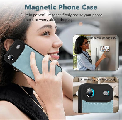 Wallet Case for iPhone Air with Card Holder/Crossbody Wallet/Strap,[RFID Blocking][Magnetic] PU Leather Phone Case for iPhone Air,6.5 in,Dream Blue