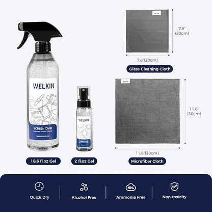 CLICK CLEAN Screen Cleaner Kit - 1 X Screen Cleaner for All Phones, Laptop and Tablet Screens, 2 X Cleaning Gel Mist, 1 Microfiber Cloth and 1 Glass Wipe Included