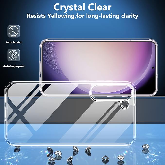SPIDERCASE Designed for Samsung Galaxy S23 Case, [10 FT Military Grade Drop Protection], 2 Pack [Tempered Glass Screen Protector+Camera Lens Protector] Heavy Duty Shockproof Case, Clear