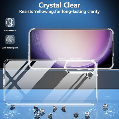 SPIDERCASE Designed for Samsung Galaxy S23 Case, [10 FT Military Grade Drop Protection], 2 Pack [Tempered Glass Screen Protector+Camera Lens Protector] Heavy Duty Shockproof Case, Clear