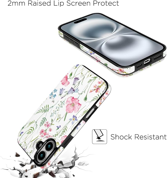 uCOLOR for iPhone 17 Wallet Case with Card Holder PU Leather RFID Blocking Design iPhone 17 flip case for Women Men Magnetic Clasp Kickstand Design 6.3 inch (Pink Flowers)