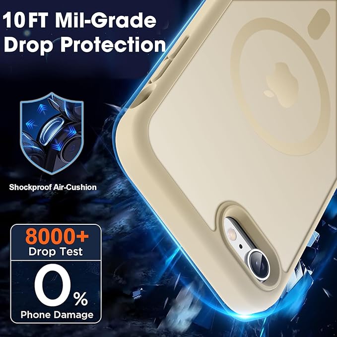 MOCCA Strong Magnetic for iPhone SE Case 2022/iPhone SE 2020 Case/iPhone 7 Case/iPhone 8 Case [Compatible with Magsafe] Slim Thin Translucent Matte Protective Cover Phone Case 4.7'', Light Gold