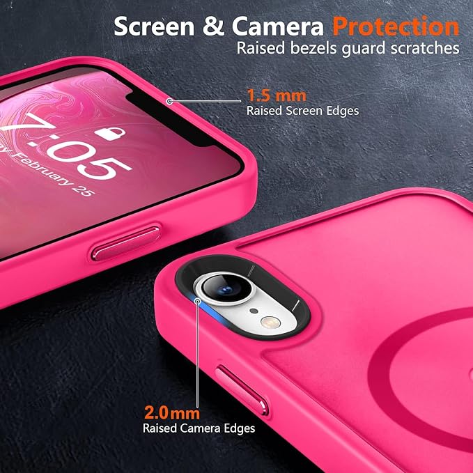 MOCCA Strong Magnetic for iPhone XR Phone Case, [Compatible with Magsafe][Mil-Grade Drop Protection] Slim Thin Translucent Matte Protective Cover Case for iPhone XR Case 6.1'', Hot Pink