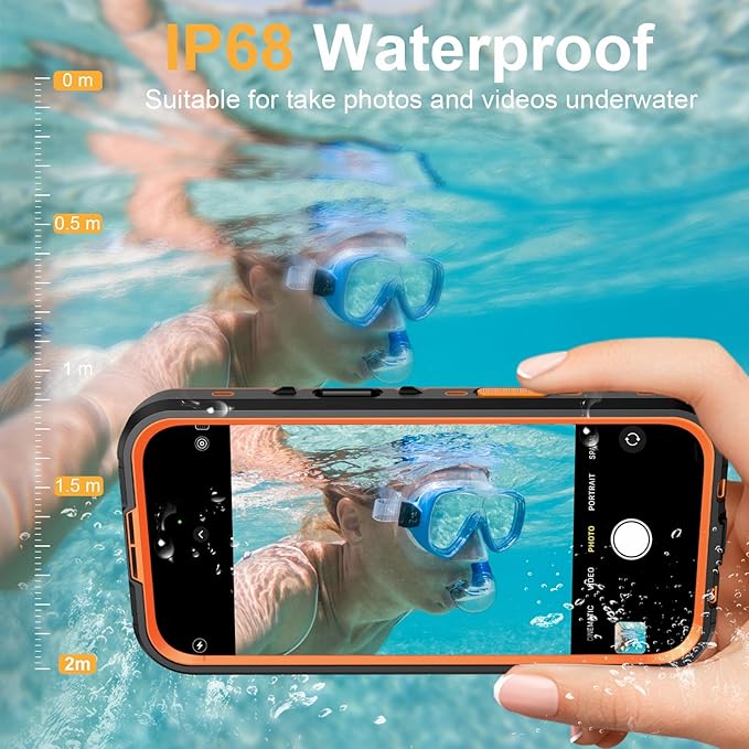 Beasyjoy for iPhone 17 Pro Max Case Waterproof, Built-in Screen Protector & Full Body Protection, Heavy Duty Rugged Military Shockproof Dustproof Case, Compatible with MagSafe, 6.9" Orange