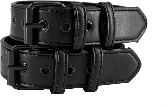 Men Leather Armband Adjustable Bulldog Buckle Bracelet Harness 2-Pack