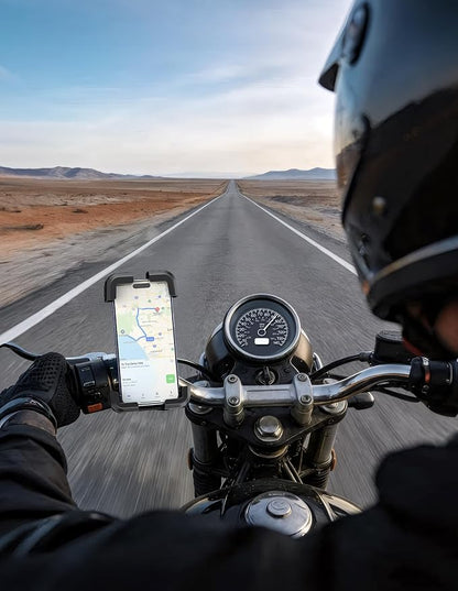 TECKNET Anti-Shake Motorcycle Phone Mount, Dual Vibration Dampener Bike Phone Holder for iPhone 17/16/15/14/13 Series & 4.7–6.8" Phones, Handlebar Cell Phone Holder for Motorcycle/Bicycle/Scooter