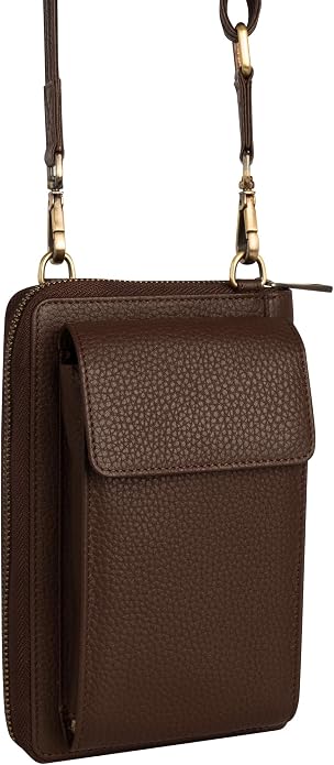 BULL GUARD Crossbody Leather Wallet Phone Purse, Anti Theft and RFID Blocking, Elegant Design for Travel