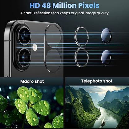 Uyiton Compatible with iPhone 17 Camera Lens Protector - [Not Easy to Break][Strong Adsorption][Case-Friendly] Metal Tempered Glass Rear Camera Screen Cover - Black