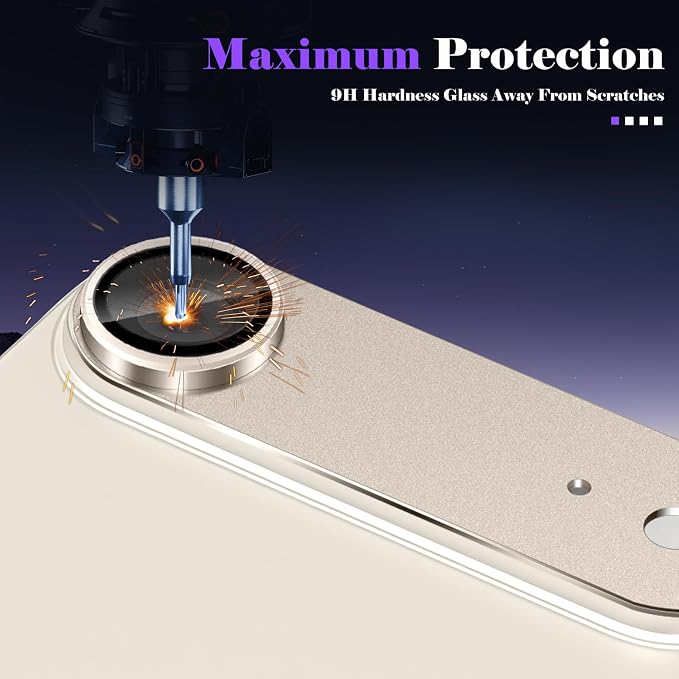 Camera Lens Protector for iPhone Air (iPhone 17 Air) Camera Lens Protector [Strong Adsorption] [Not Easy to Break] Metal Tempered Glass Rear Camera Screen Cover - Light Gold