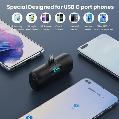 [2 Pack]Small Portable Charger for iPhone 17/16/15 Series,5000mAh 3A PD USB C Power Bank, Mini Travel Essentials Battery Pack for iPhone 17/17 Pro/16/16 Plus/16 Pro/15 Pro Max,Samsung,Android/LG etc