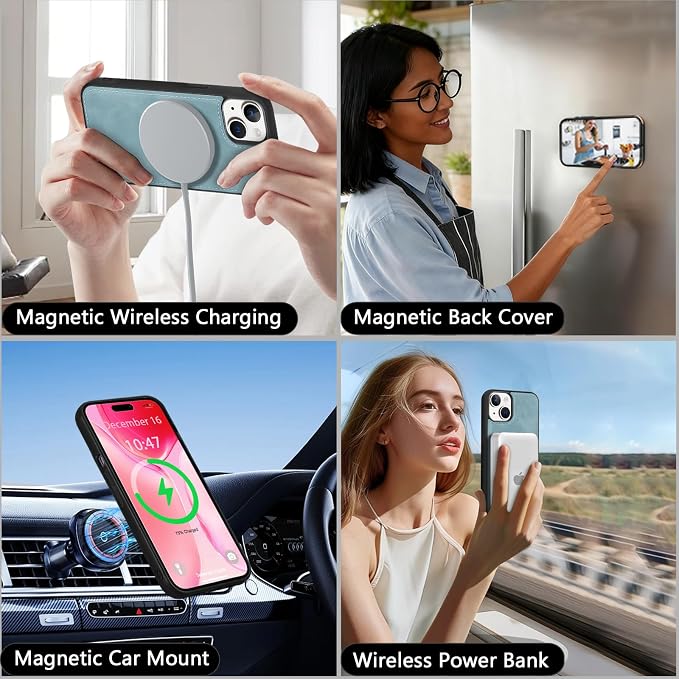 Wallet Case for iPhone 15 Plus with Card Holder/Crossbody Wallet/Strap| RFID Blocking | Magnetic | Kickstand | Detachable | PU Leather Phone Case for iPhone 15 Plus,6.7 in,Blue