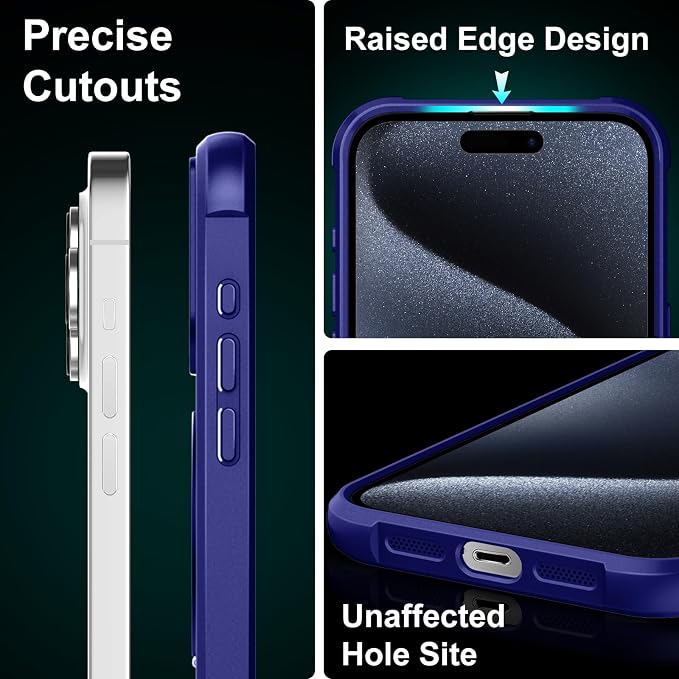 360° Magnetic Swivel Ring for iPhone 15 pro max case, Built-in Metal Stand and Ring Holder, Magsafe Compatible, Military Grade Protection, Shock Resistant - Blue