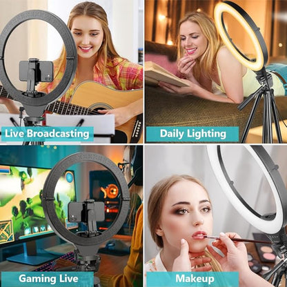 Sensyne 14" Ring Light with Tripod Stand, LED Circle Light with Phone Holder, for Photo Selfie, Video Recording, Zoom Meeting (Pack of 2)