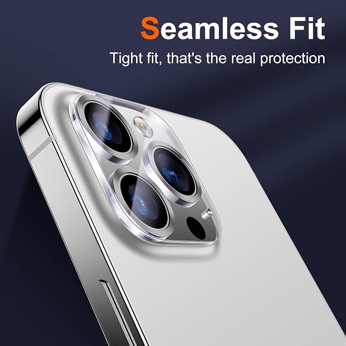 UniqueMe [ 3 Pack] Compatible with iPhone 12 Pro Max 6.7" Camera Lens Protector Tempered Glass,[Case Friendly][New version][Scratch-Resistant][Easy Installation] -Silver