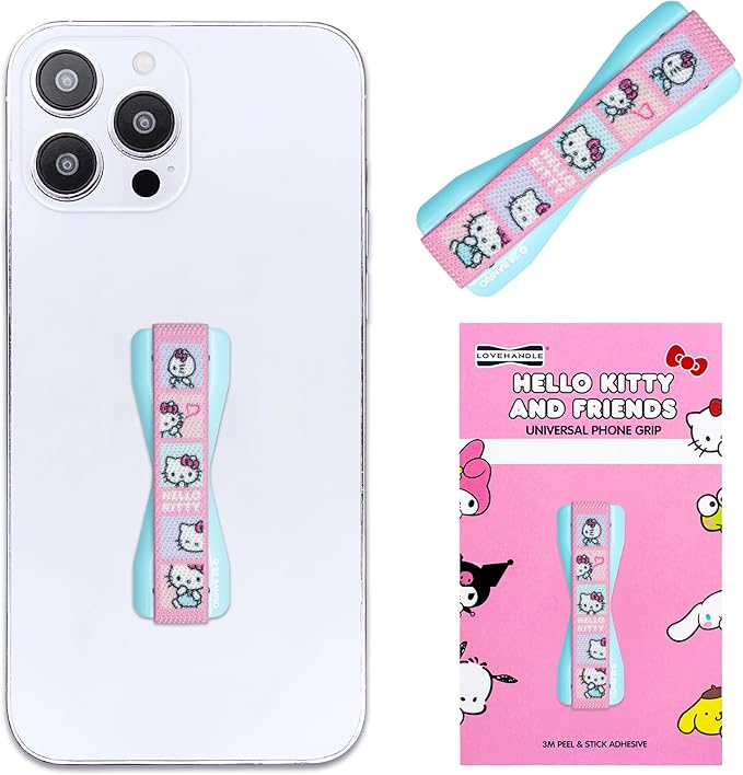 Hello Kitty® - LOVEHANDLE Universal Phone Grip for Smartphones & Mini Tablets - Phone Holder for Hand - Wireless Charging Compatible - Made in The USA