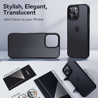 CASEKOO for iPhone 16 Pro Case, [Never Yellow Technology] [Mil-Grade Drop Protection] Translucent Slim Cover Women Men for iPhone 16 Pro Phone Case 6.1 inch, Frosted Black