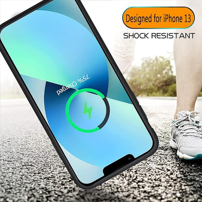 Battery Case for iPhone 13, Full Encircle 10000mAh High Capacity Rechargeable Portable Charger Case Extended Battery Pack Compatible with iPhone 13 (6.1 inch) Wireless Charging Case with Carplay-Black