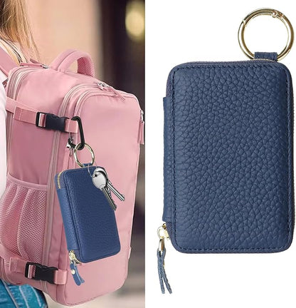 Cavor Compatible with MagSafe Wallet Genuine Leather Cash Wallets for Women, Magnetic Phone Wallet for iPhone 17 Pro Max/16/15/14/13/12, id Credit Card Holder with Mag safe Keychain-Blue