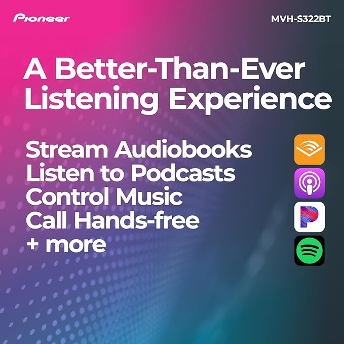 Pioneer MVH-S322BT Bluetooth Car Stereo with USB/AUX Inputs, Smartphone Connectivity, Pioneer Smart Snyc, and Hands-Free Calling for Enhanced in-Car Audio Experience