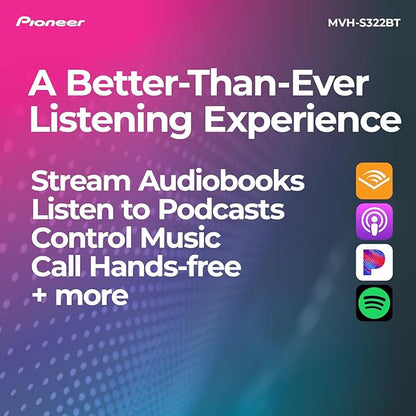 Pioneer MVH-S322BT Bluetooth Car Stereo with USB/AUX Inputs, Smartphone Connectivity, Pioneer Smart Snyc, and Hands-Free Calling for Enhanced in-Car Audio Experience