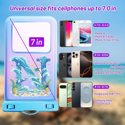 Personalized Initial Waterproof Phone Pouch Case - IPX8 Cellphone Dry Bag with Lanyard for iPhone 16/15/14/13/12 Pro Max (6.1–6.9"), Beach & Cruise Ship Essentials with Monogrammed Design (Blue, N)