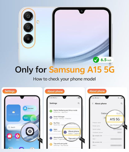 FNTCASE for Galaxy A15 5G Phone Case, Screen Protector, Light Blue | Translucent Matte Magnetic Back, 14FT Military Grade Drop Protection, Shockproof Protective, for Samsung A 15 Cover
