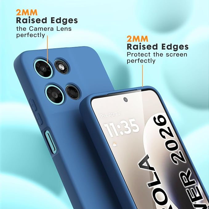 for Motorola Moto G Power (2026) Case, 2 Pack Tempered Glass Screen Protectors, Soft TPU Silicone Shockproof Gel Cover-Blue