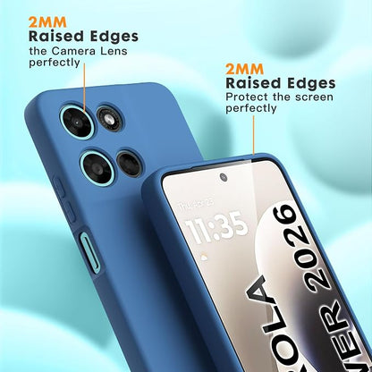 for Motorola Moto G Power (2026) Case, 2 Pack Tempered Glass Screen Protectors, Soft TPU Silicone Shockproof Gel Cover-Blue