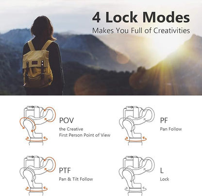 Gimbal Stabilizer for Smartphone, Selfie Stick Tripod with Face Tracking & 360°Rotation, Phone Tripod Stand with Remote, Phone Gimbal with Auto Inception for Vlogging