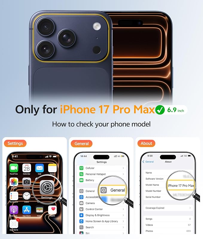FNTCASE for iPhone 17 Pro Max Case: [Compatible with Magsafe] Translucent Matte Cases with [Full Camera Protection] [Screen Protector] Military Grade Shockproof Protective Phone Cover - Black Circle
