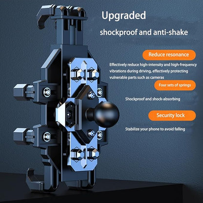 Motorcycle Phone Mount Holder - [Dual Dampener] [Anti Shake] Motorcycle Cell Phone Mounts,Adjustable Bike Phone Holder, Fit for iPhone Samsung LG Google All 4.7-7.2" Phones,Black