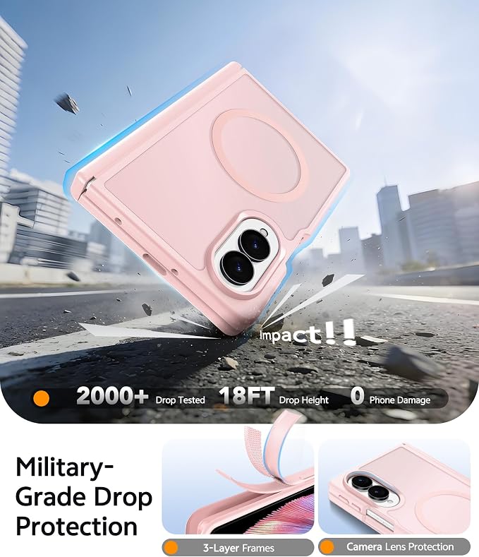 FNTCASE for Samsung Galaxy Z Fold 8 Case, Fit for Magsafe, Hinge Protection | Screen Protector, Translucent Matte Magnetic Back, 18FT Military Grade Drop Proof, Protective Phone Cover, Light Pink