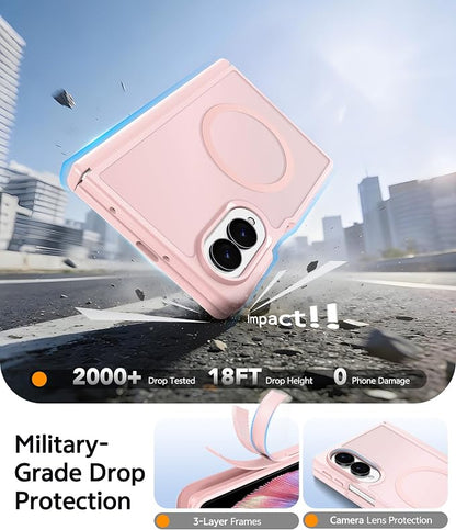 FNTCASE for Samsung Galaxy Z Fold 8 Case, Fit for Magsafe, Hinge Protection | Screen Protector, Translucent Matte Magnetic Back, 18FT Military Grade Drop Proof, Protective Phone Cover, Light Pink
