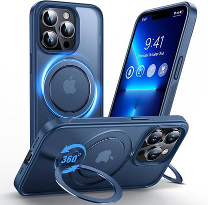 Anqrp 360° All-in-ONE Stand Case for iPhone 13 Pro Case with Rotatable Magnetic Kickstand Ring Holder, Compatible with MagSafe, MIL-Grade Shockproof iPhone 13 Pro Phone Case Cover 6.1 inch Blue