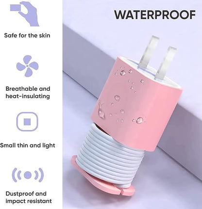 4-Pack 2 in 1 Silicone Charger Protector with Cord Wrap, iPhone Silicone Power Adapter Case, Snapback Charger Winder, Compatible with 18W/20W - 1.65 x 1.1 inches