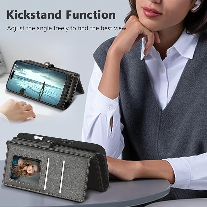 Wallet Case for iPhone 14 Plus with Card Holder/Crossbody Wallet/Strap| RFID Blocking | Magnetic | Kickstand | Detachable | PU Leather Phone Case for iPhone 14 Plus,6.7 in,Black