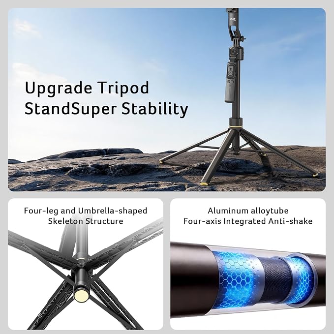 Acer Gadget Auto Face Tracking Tripod for iPhone – Magnetic Phone Mount Gesture Control Detachable Mini Ring Light 64" 360 Degree AI Tracking Phone Tripod for Vlogging YouTube TikTok Video Recording