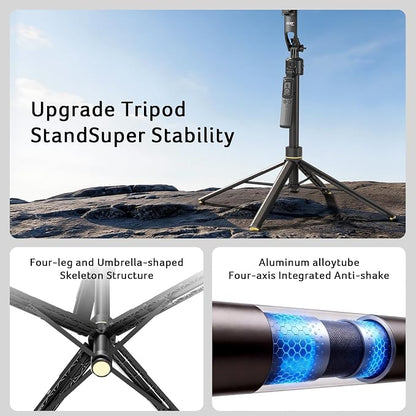 Acer Gadget Auto Face Tracking Tripod for iPhone – Gesture Control Detachable Mini Ring Light 64" 360 Degree AI Tracking Phone Tripod for Vlogging YouTube TikTok Video Recording