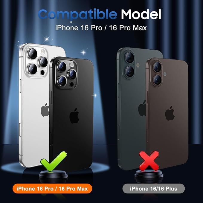UniqueMe for 3 Pack iPhone 16 Pro/iPhone 16 Pro Max Camera Lens Protector - [Drop Protection] [Case Friendly] 9H Tempered Glass Camera Cover Screen [Update New Version] - Colorful
