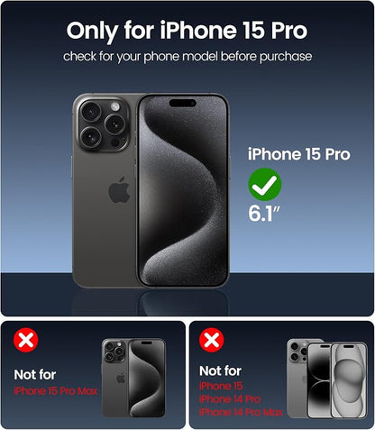 iGluz 4 Pack for iPhone 15 Pro Screen Protector with 2-Pack Camera Lens Protector[99.99%HD Clear][9H Tempered Glass][Bubble Free][Easy Installation][Smooth Touch][Anti-fingerprint],4+2 Dual Protection