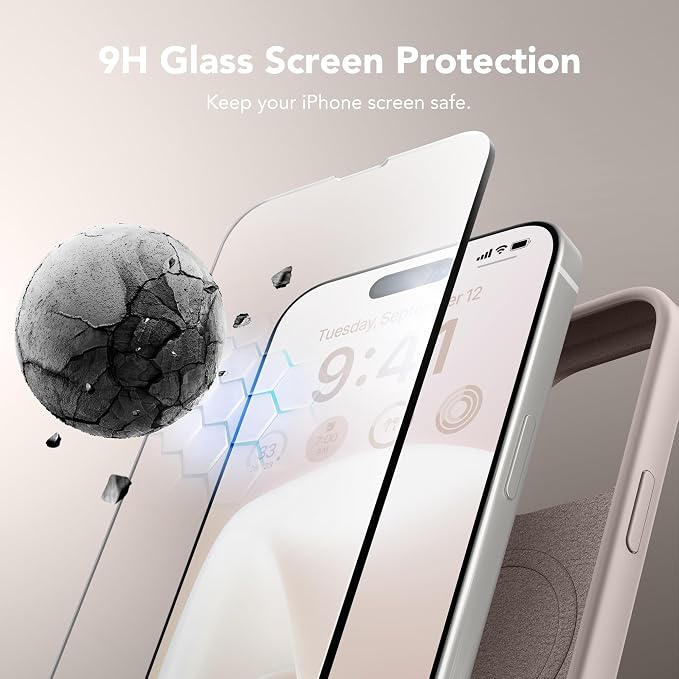 GONEZ Magnetic for iPhone 15 Pro Case, Compatible with MagSafe, [Screen Protector + Camera Lens Protector], Silicone Shockproof Anti-Scratch Protective Phone Case 6.1 inch, Dark Grey