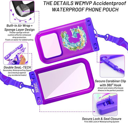 Personalized Initial Waterproof Phone Pouch Case - IPX8 Cellphone Dry Bag with Lanyard for iPhone 16/15/14/13/12 Pro Max (6.1–6.9"), Beach & Cruise Ship Essentials with Monogrammed Design (Purple, G)